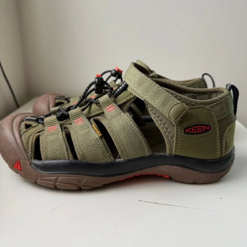 KEEN Newport H2 Kid's Sandals Size 5 Olive Green Orange Outdoor Water Shoe